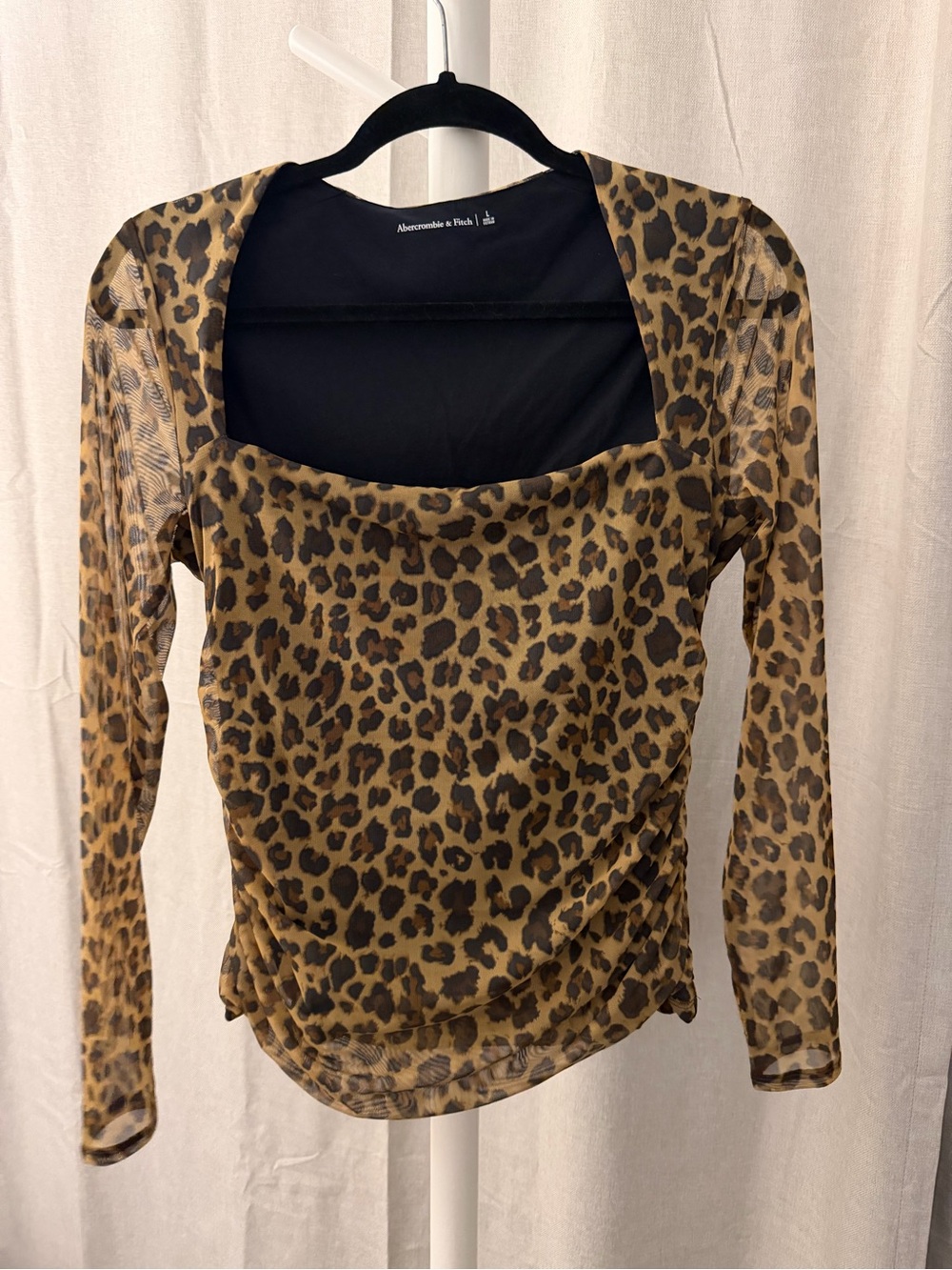 Abercrombie & Fitch Women's Leopard Print Long-Sleeve Top - Brown & Black